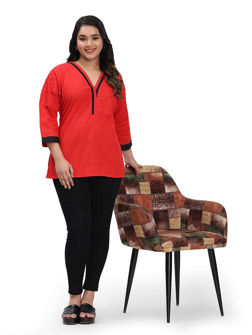 women solid three quarter sleeves regular top - 22512293 -  Standard Image - 5