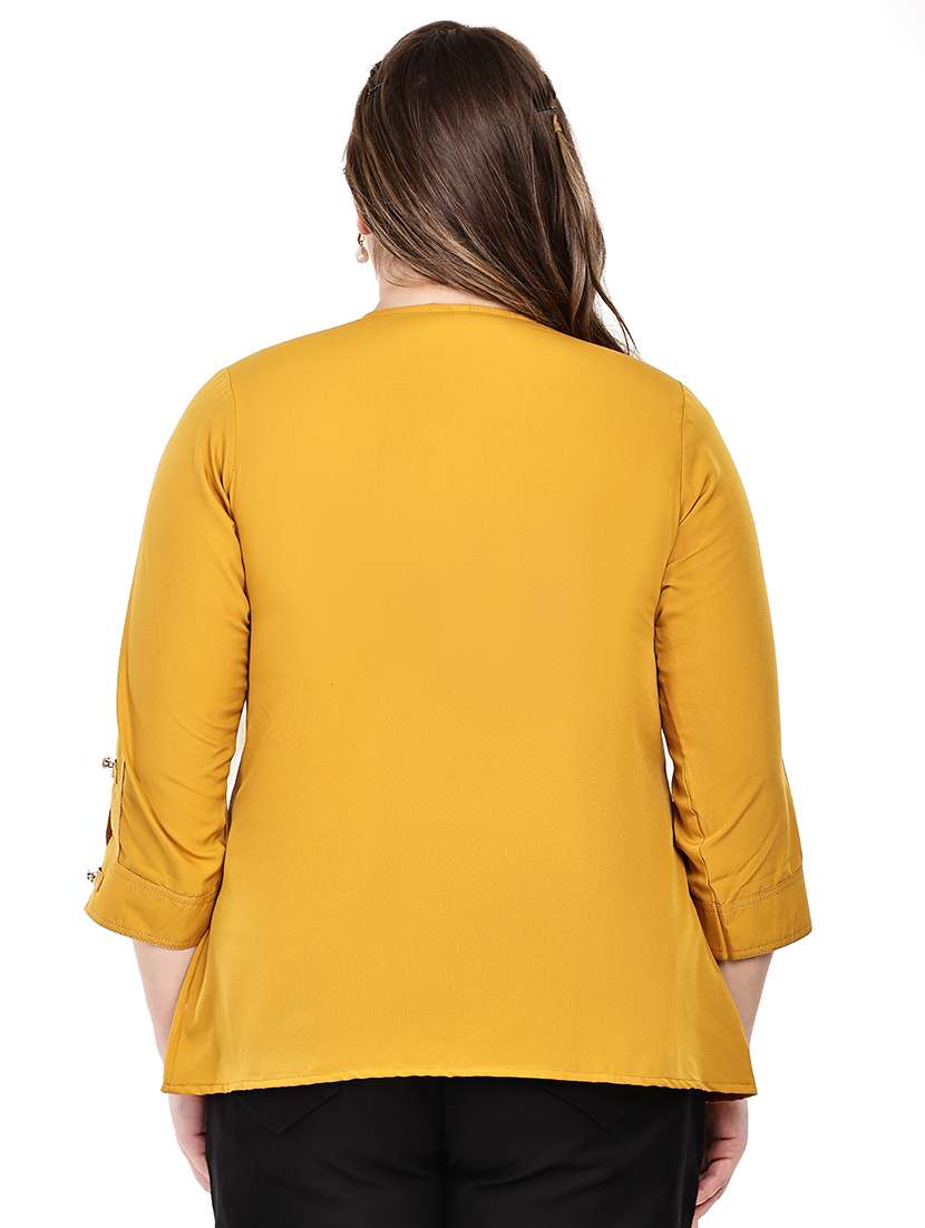 Women Solid Three Quarter Sleeves Regular Top - 22512302 -  Standard Image - 3