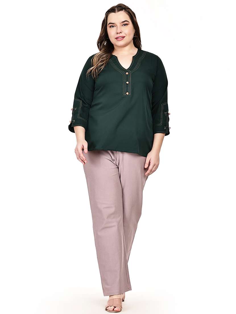 women solid three quarter sleeves regular top - 22512303 -  Standard Image - 5