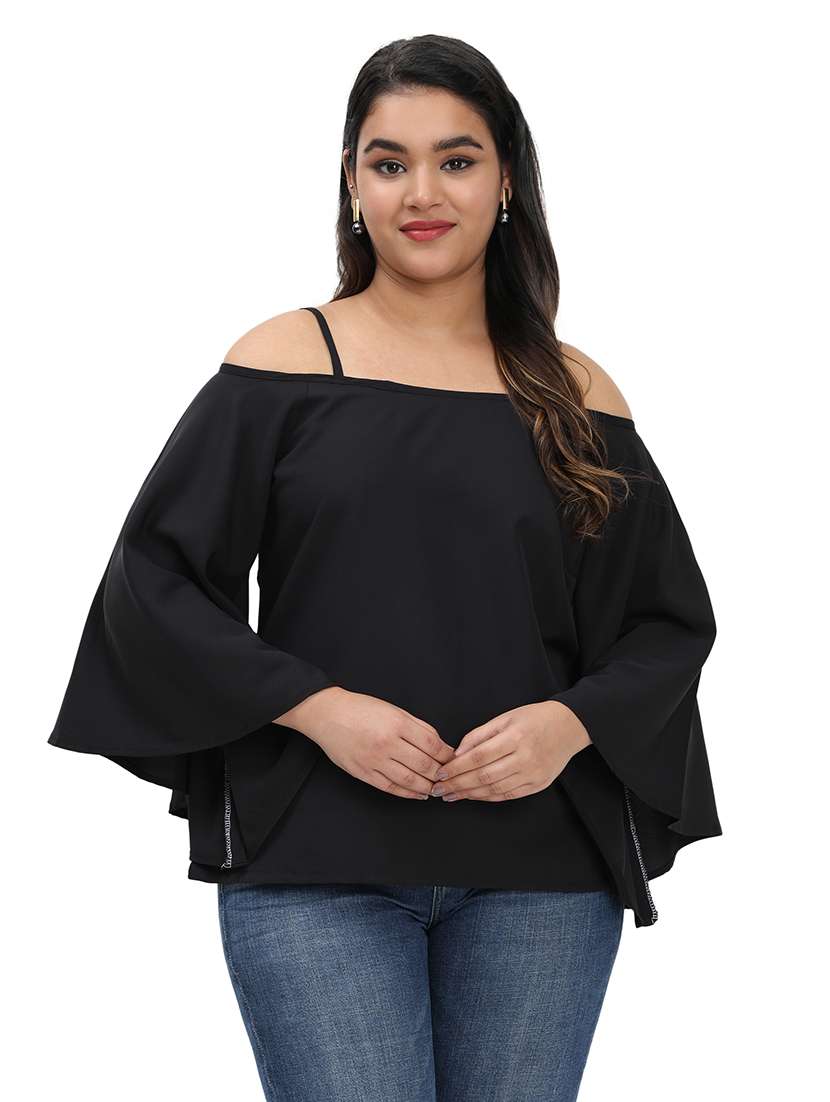 women solid cold shoulder top