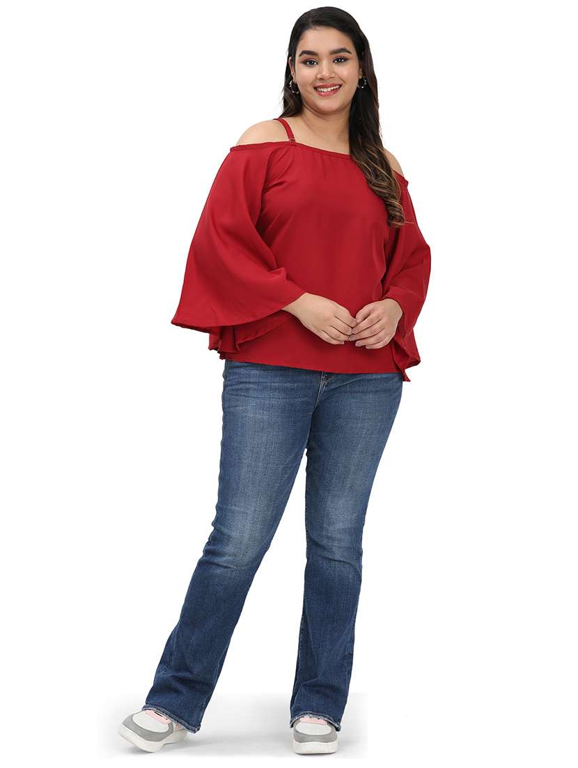red crepe regular top - 22512307 -  Standard Image - 5