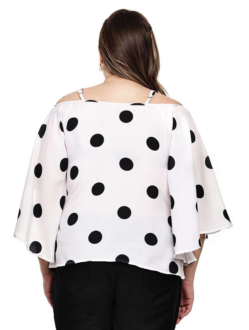 women polka dots cold shoulder top - 22512311 -  Standard Image - 3