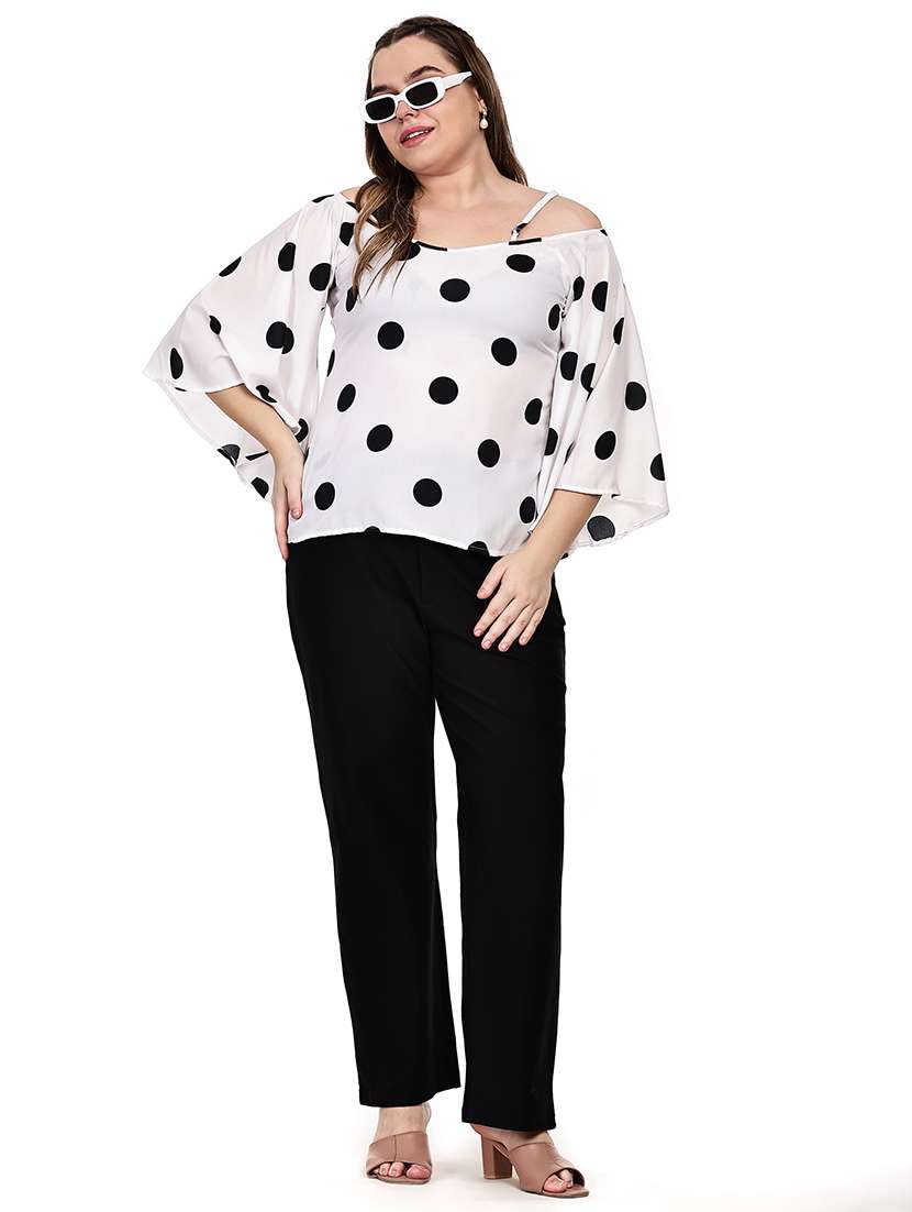 women polka dots cold shoulder top - 22512311 -  Standard Image - 5
