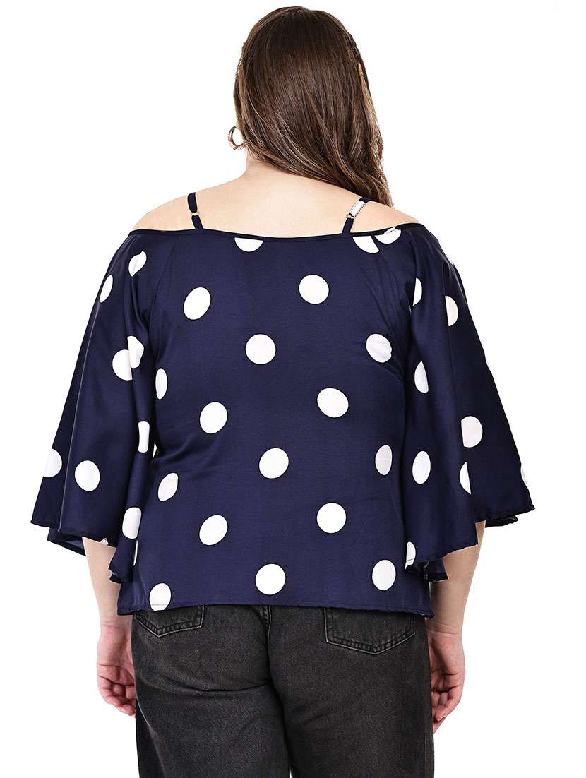 women polka dots cold shoulder top - 22512313 -  Standard Image - 3