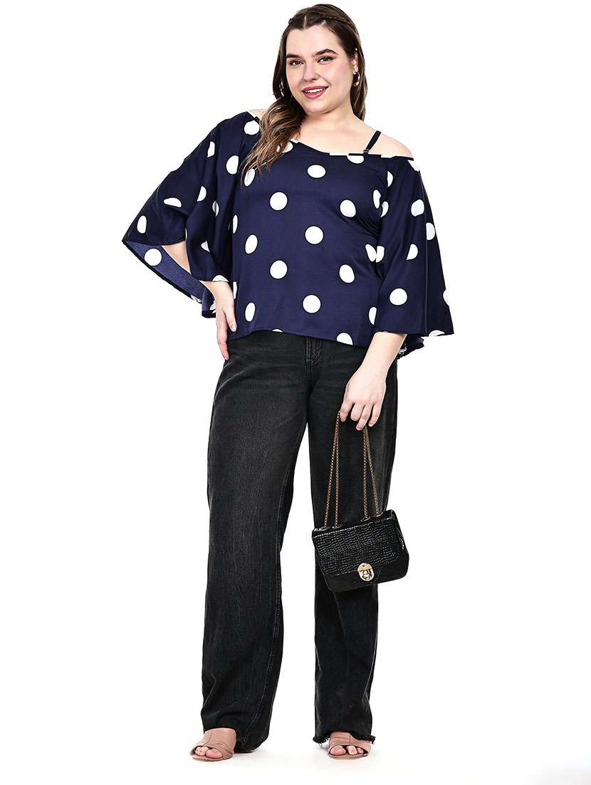 women polka dots cold shoulder top - 22512313 -  Standard Image - 5