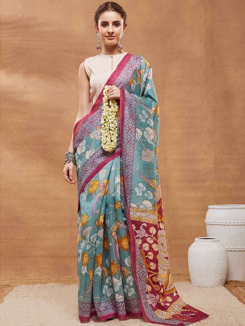 women kalamkari ready to wear saree with blouse
