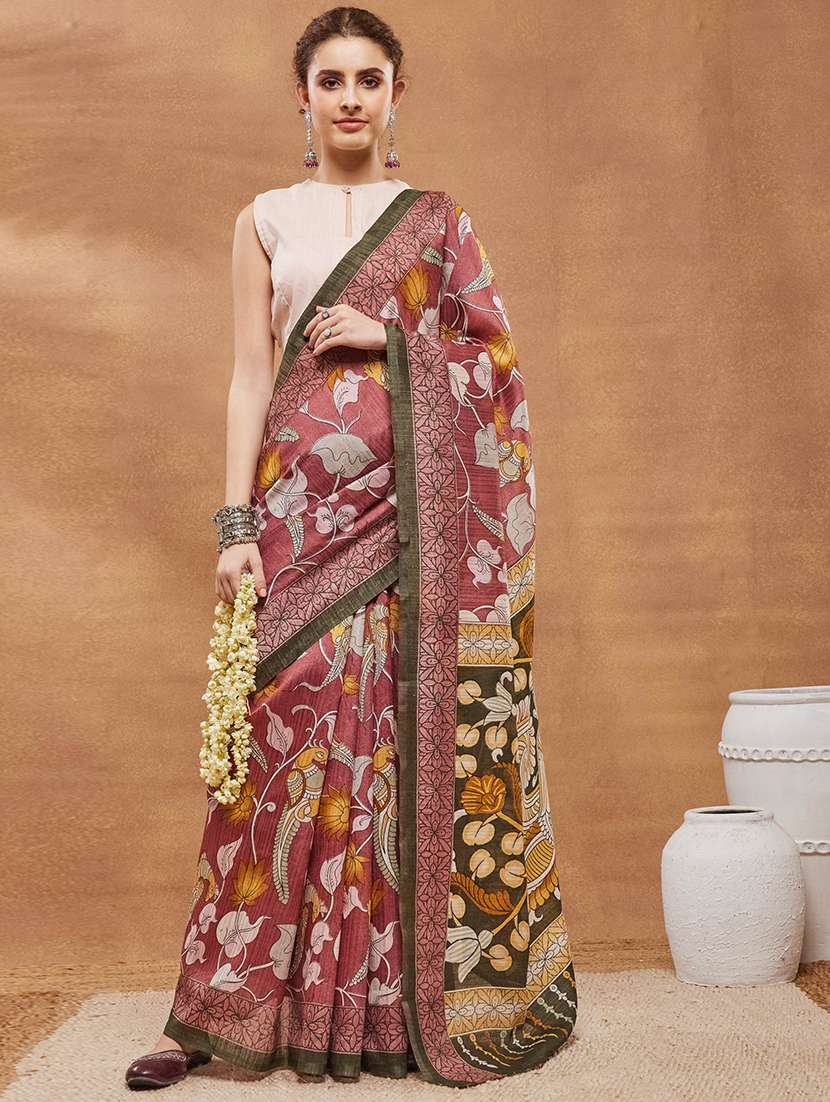 women kalamkari ready to wear saree with blouse