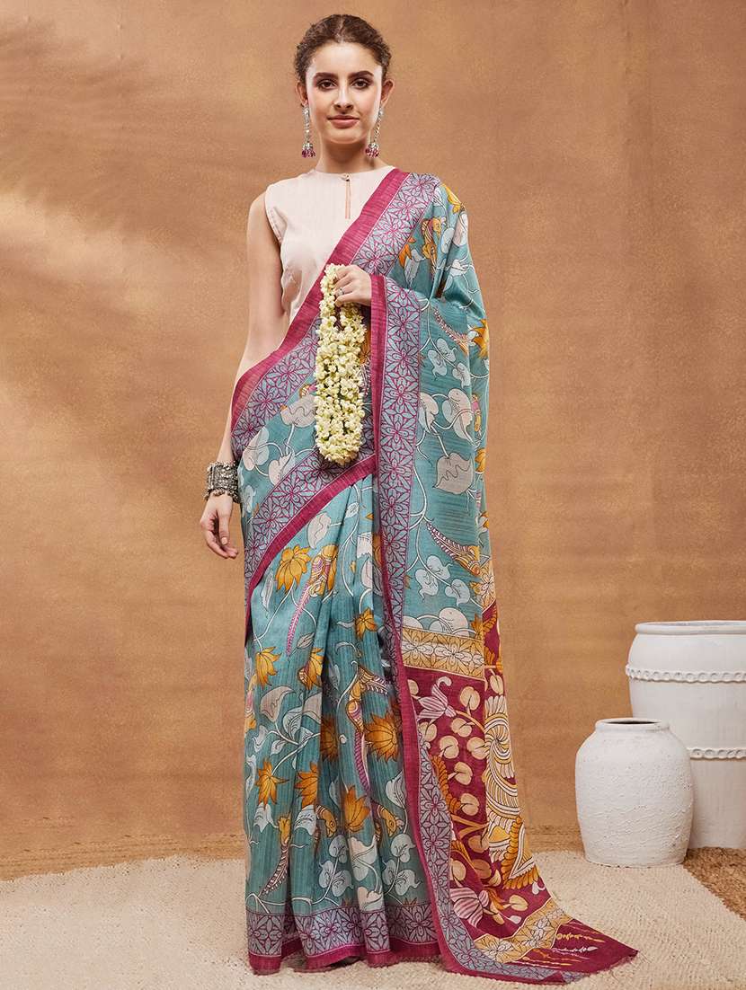 women kalamkari ready to wear saree with blouse
