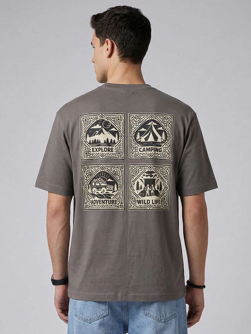 men printed short sleeve loose fit t-shirt