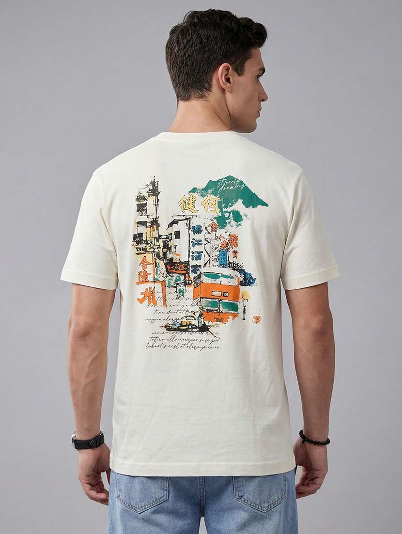 men printed short sleeve loose fit t-shirt