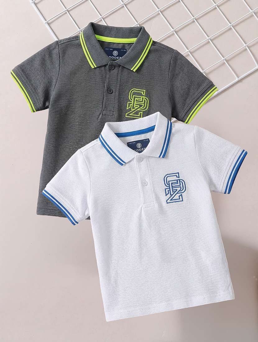 boys pack of 2 solid short sleeve polo t-shirt