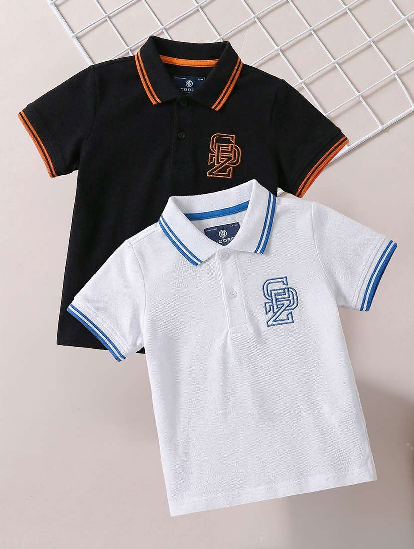 boys pack of 2 solid short sleeve polo t-shirt