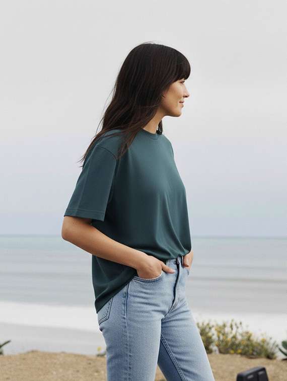 sea green cotton oversized tshirt - 22512501 -  Standard Image - 3