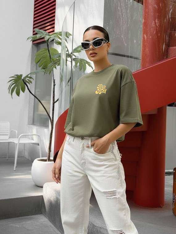 olive cotton oversized tshirt - 22512508 -  Standard Image - 3