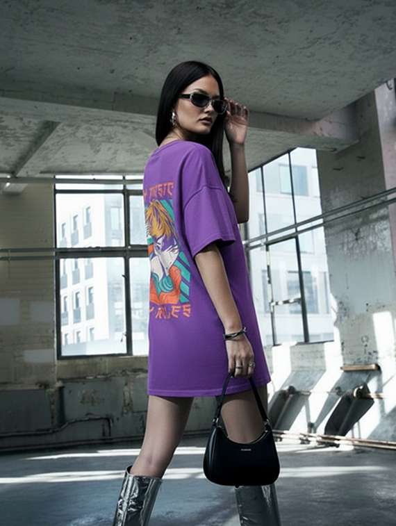 women printed round neck oversized t-shirt - 22512511 -  Standard Image - 3