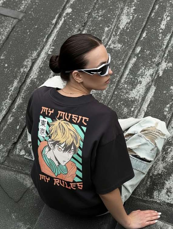 black cotton oversized tshirt