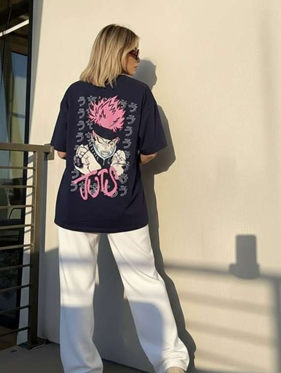 women printed round neck oversized t-shirt