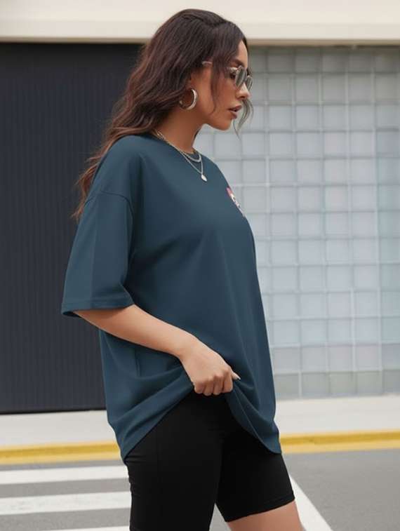 women printed round neck oversized t-shirt - 22512519 -  Standard Image - 3