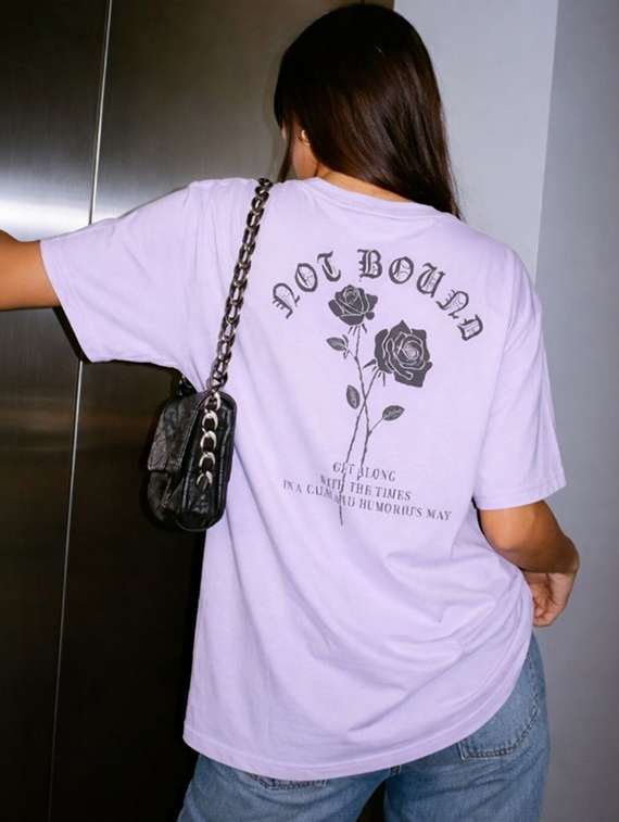 women printed round neck oversized t-shirt