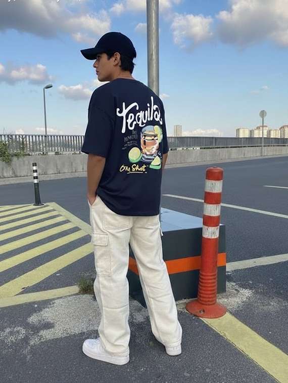 men printed short sleeve oversized t-shirt