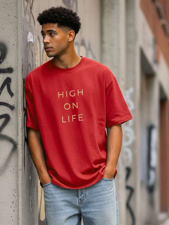 men printed short sleeve oversized t-shirt