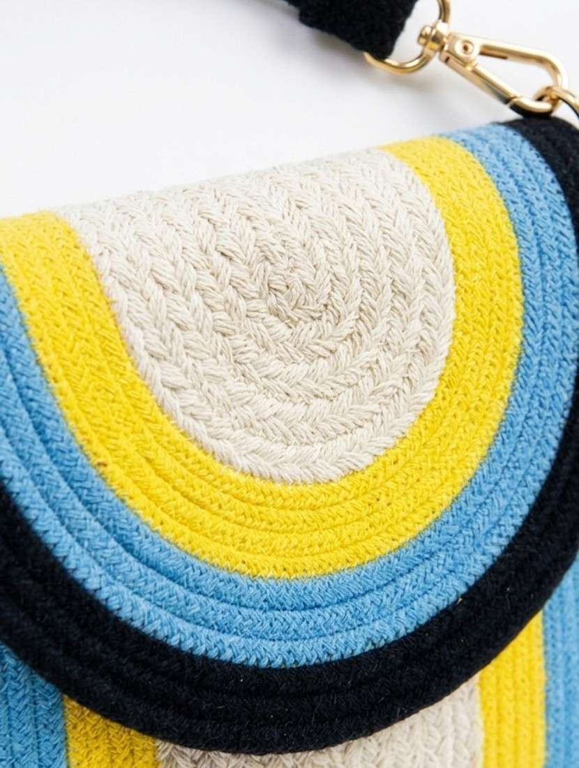 color block cotton textured handbag with button closure - 22512674 -  Standard Image - 3
