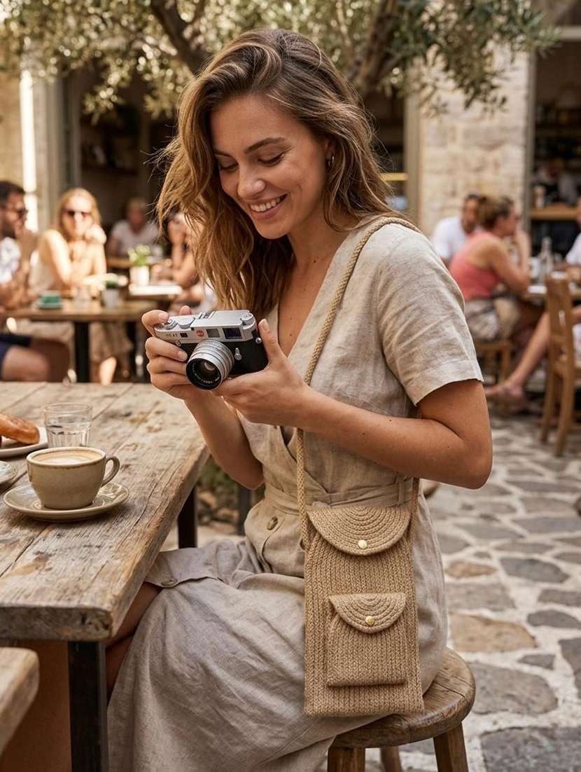 women textured phone case with a flap and snap button closure