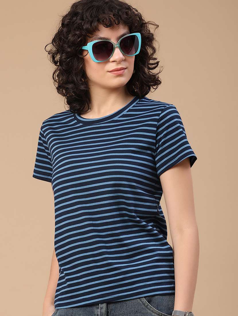 women printed round neck short sleeves t-shirt