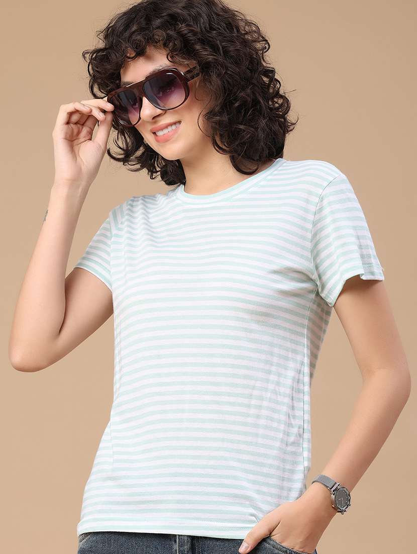 women printed round neck short sleeves t-shirt