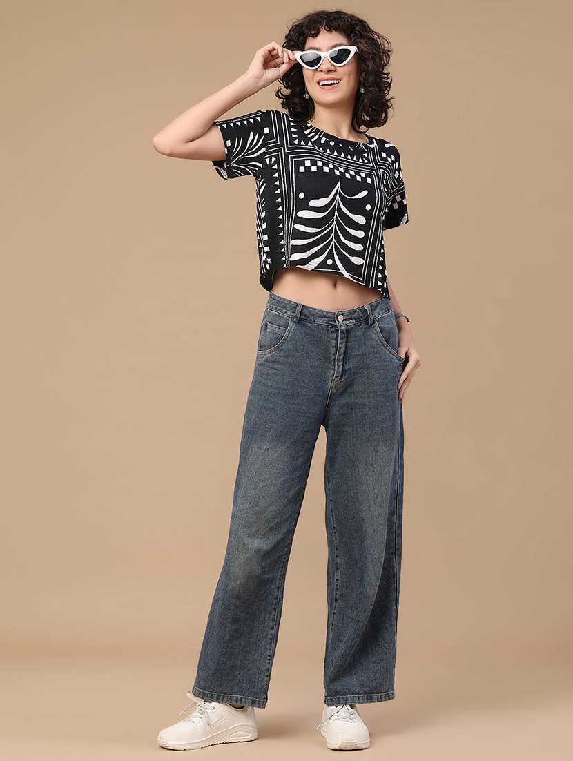 women printed round neck crop t-shirt - 22512720 -  Standard Image - 5