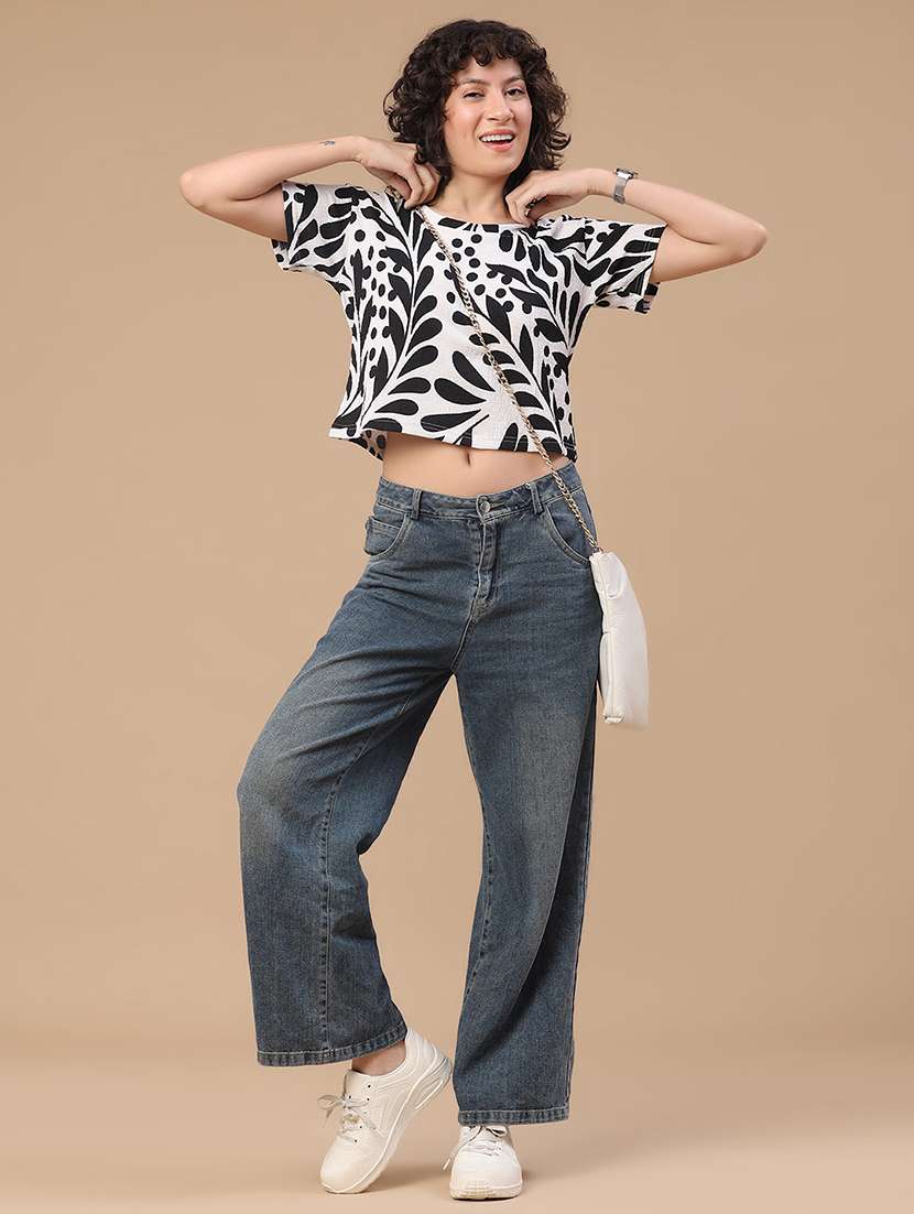 women printed round neck crop t-shirt - 22512721 -  Standard Image - 5