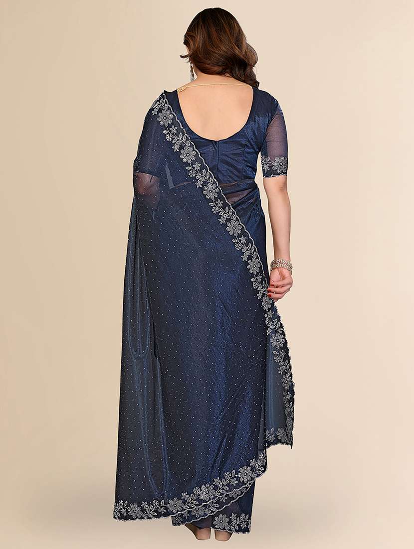 women solid with work embellished saree with blouse - 22512722 -  Standard Image - 3