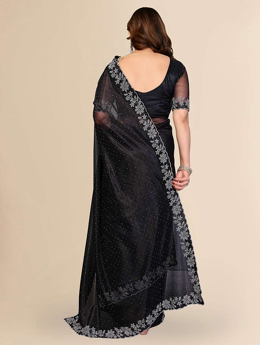 women solid with work embellished saree with blouse - 22512726 -  Standard Image - 3