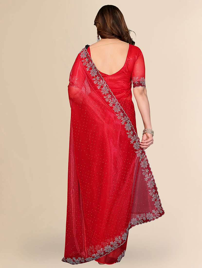 women solid with work embellished saree with blouse - 22512727 -  Standard Image - 3