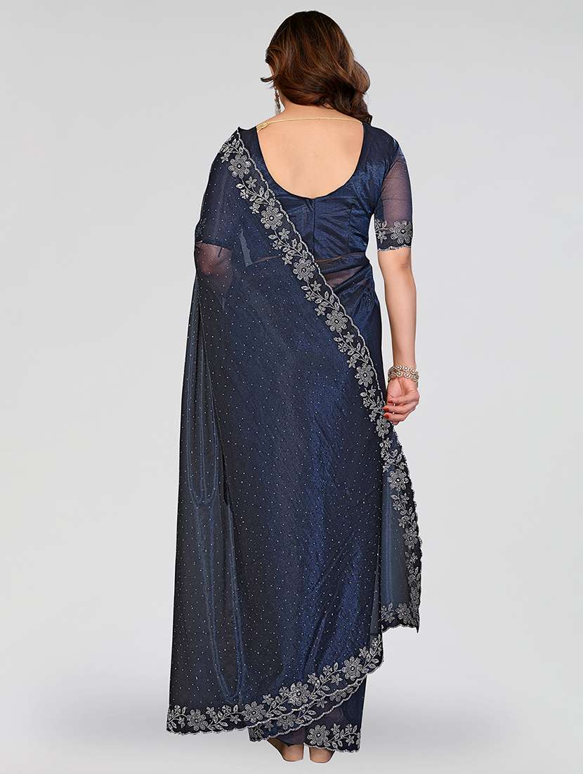 women solid with work embellished saree with blouse - 22512734 -  Standard Image - 3