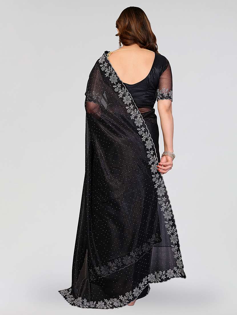 women solid with work embellished saree with blouse - 22512738 -  Standard Image - 3