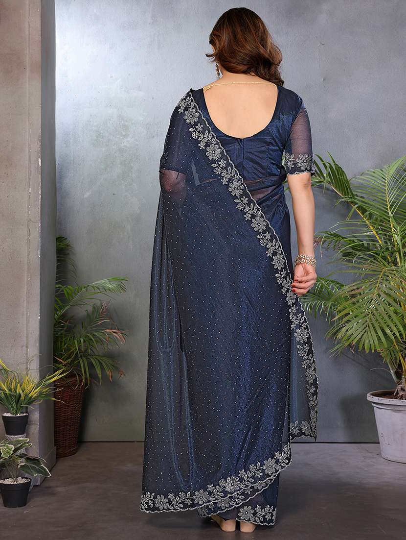 women solid with work embellished saree with blouse - 22512740 -  Standard Image - 3