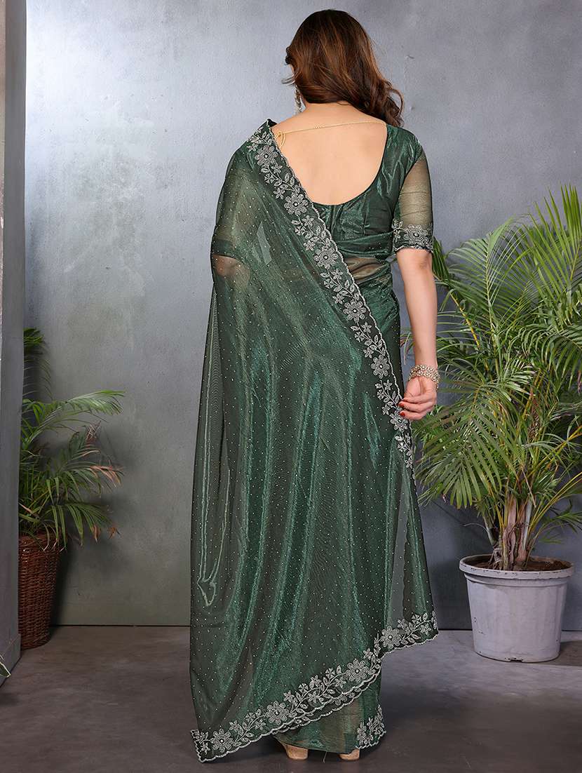 women solid with work embellished saree with blouse - 22512743 -  Standard Image - 3