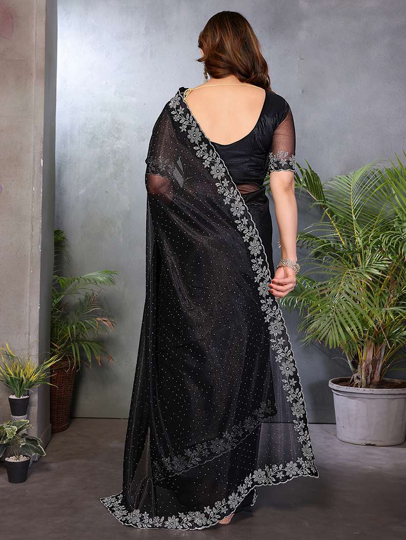 women solid with work embellished saree with blouse - 22512744 -  Standard Image - 3