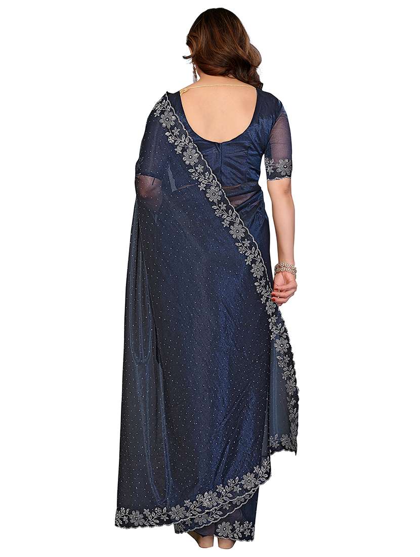 women solid with work embellished saree with blouse - 22512746 -  Standard Image - 3