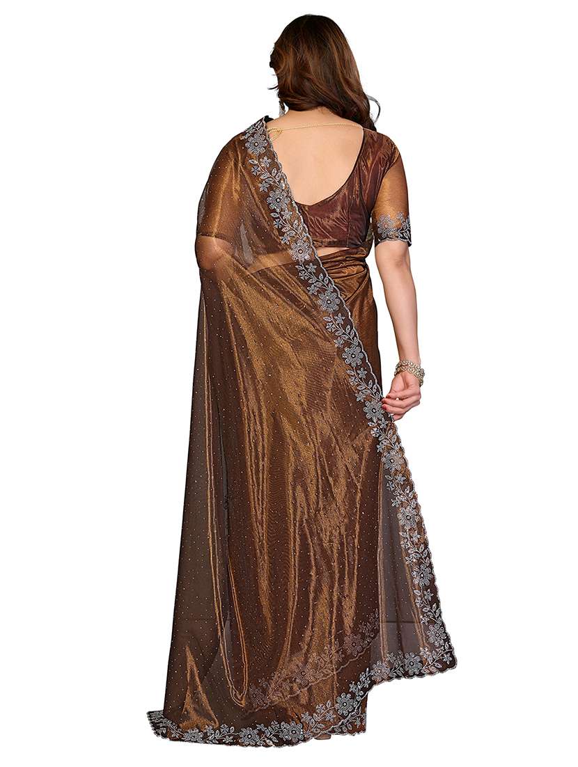 women solid with work embellished saree with blouse - 22512747 -  Standard Image - 3