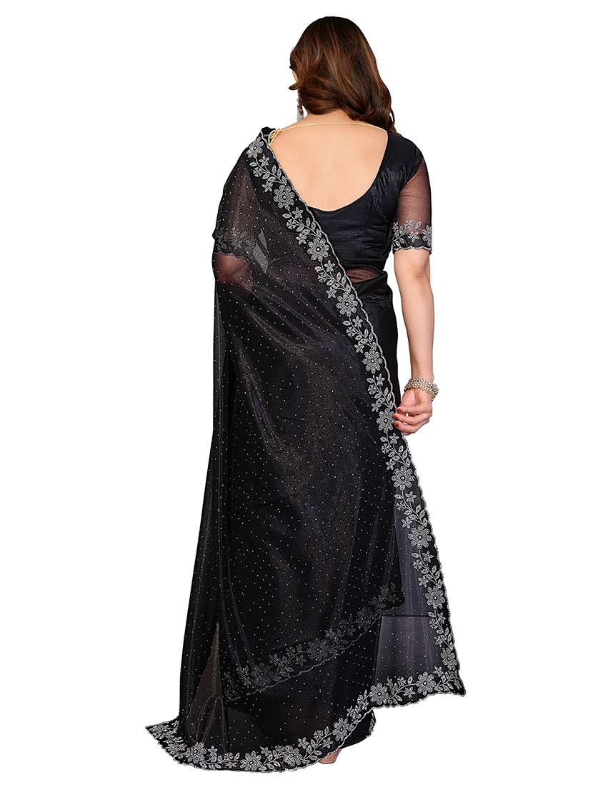 women solid with work embellished saree with blouse - 22512750 -  Standard Image - 3