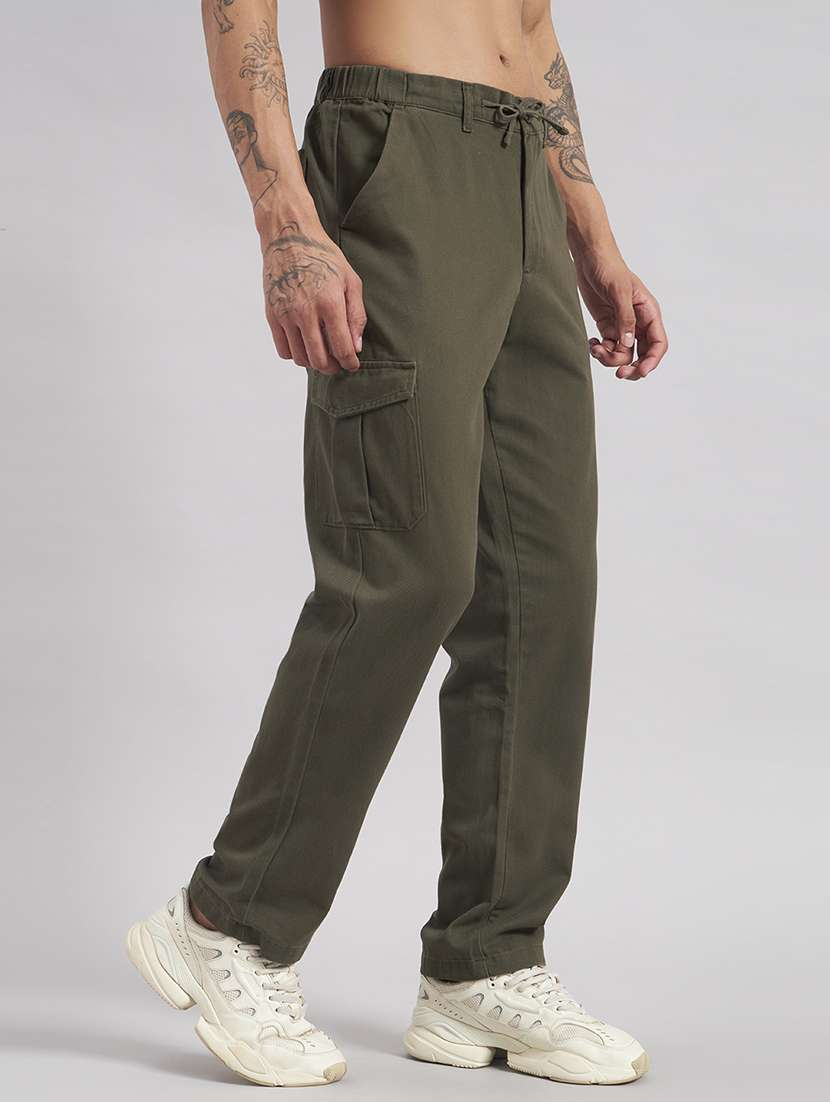 Men Solid Mid Rise Regular Fit Cargo - 22512756 -  Standard Image - 3