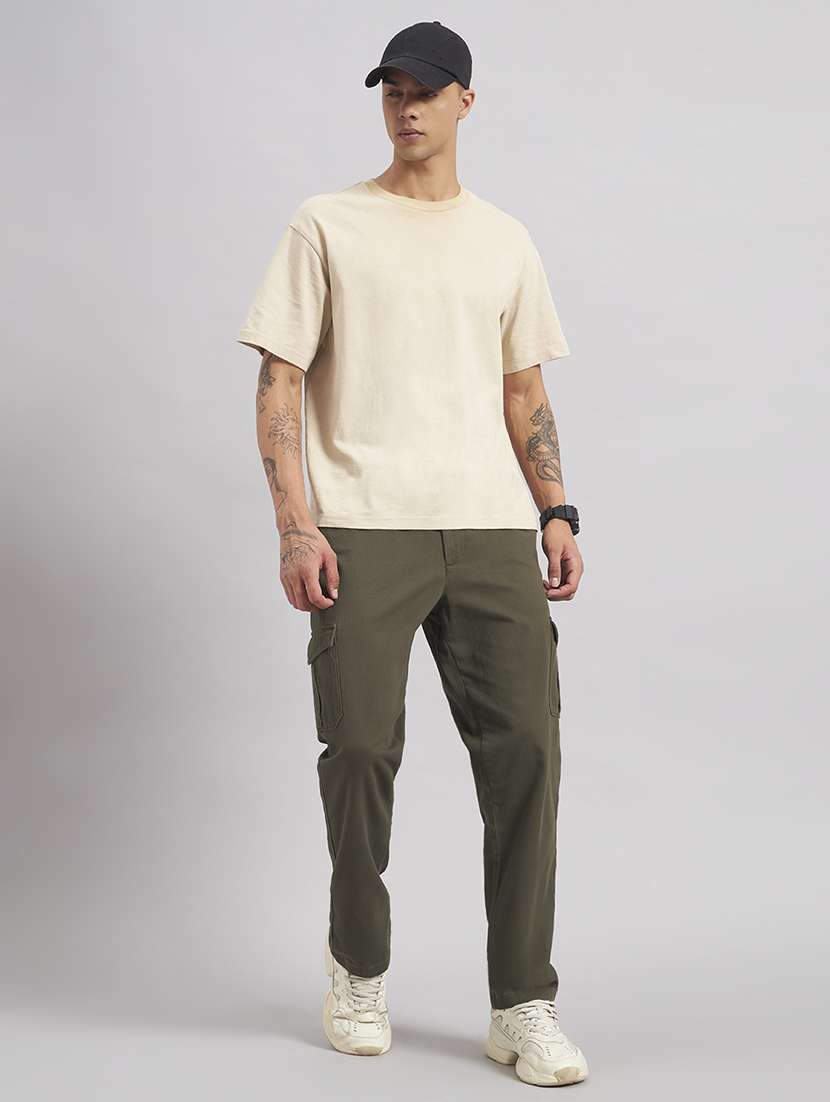 Men Solid Mid Rise Regular Fit Cargo - 22512756 -  Standard Image - 5