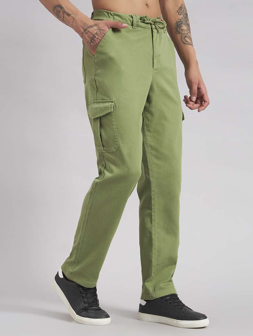 Men Solid Mid Rise Loose Fit Cargo - 22512757 -  Standard Image - 3