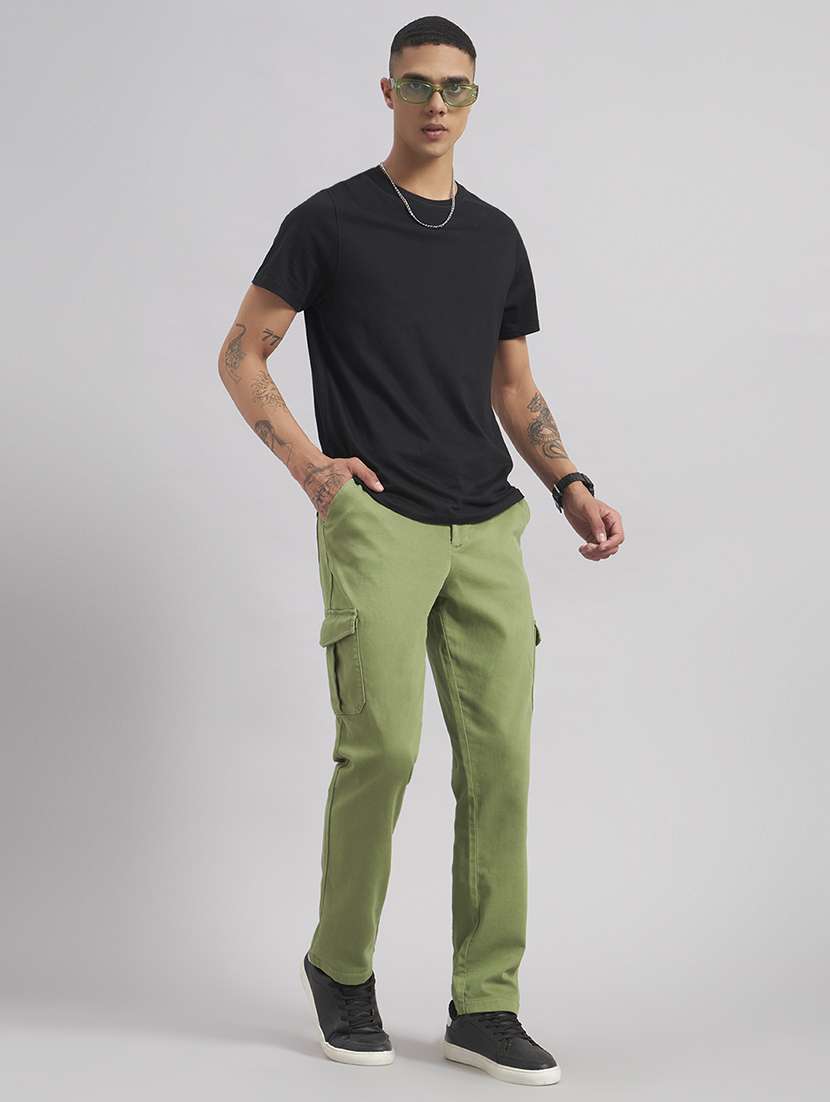Men Solid Mid Rise Loose Fit Cargo - 22512757 -  Standard Image - 5