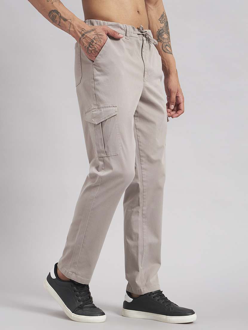 Men Solid Mid Rise Regular Fit Cargo - 22512758 -  Standard Image - 3