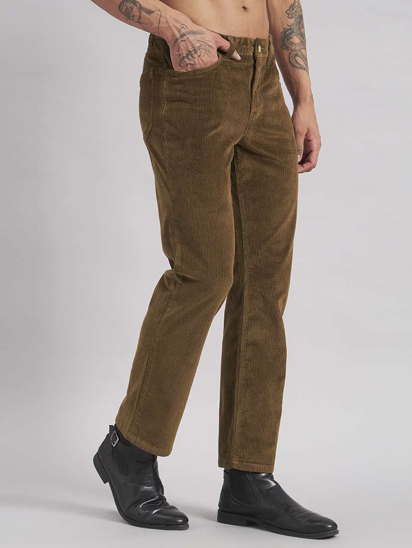 men solid mid rise flat front casual trouser - 22512762 -  Standard Image - 3