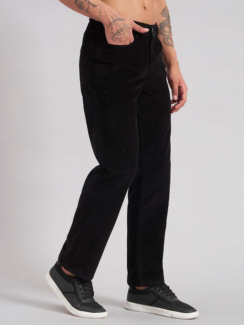 men solid mid rise flat front casual trouser - 22512765 -  Standard Image - 3