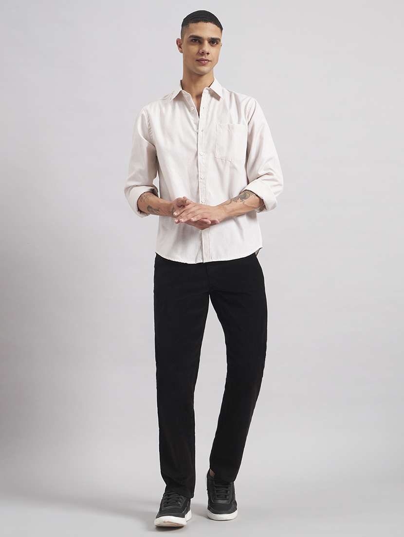 men solid mid rise flat front casual trouser - 22512765 -  Standard Image - 5